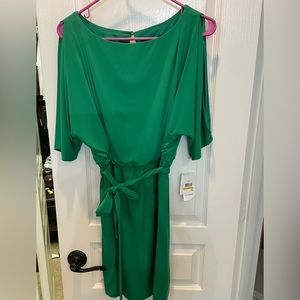 Bright green, short sleeved dress